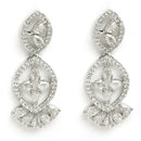 Rhodium Plated Silver Toned White American Diamond Stone Studded Jewellery Set