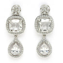 Rhodium Plated Silver Toned Dazzling Drop American Diamond Studded Jewellery Set