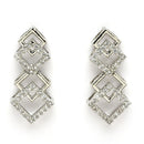 Rhodium Plated Silver Toned Geometric Design American Diamond Stone Studded Jewellery Set