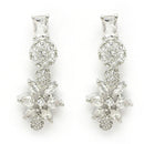 Rhodium Plated Silver Toned White American Diamond Studded Jewellery Set