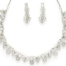 Rhodium Plated Silver Toned White American Diamond Studded Jewellery Set