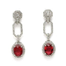 Rhodium Plated Silver Toned Red American Diamond Studded Jewellery Set