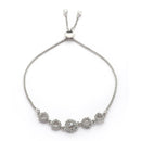 Rhodium Plated Silver Toned White Cubic Zirconia Studded Adjustable Bracelet