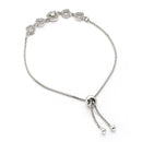 Rhodium Plated Silver Toned White Cubic Zirconia Studded Adjustable Bracelet