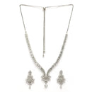 Rhodium Plated Silver Toned White American Diamond Studded Jewellery Set