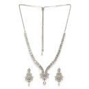 Rhodium Plated Silver Toned Nature Inspired White AD Studded Necklace Set With Matching Earrings
