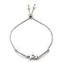 Rhodium Plated Silver Toned Butterfly Shaped White Cubic Zirconia Studded Adjustable Bracelet
