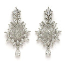 Rhodium Plated Silver Toned Nature Inspired White AD Studded Necklace Set With Matching Earrings