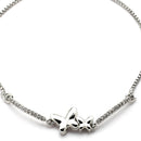 Rhodium Plated Silver Toned Butterfly Shaped White Cubic Zirconia Studded Adjustable Bracelet