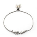 Rhodium Plated Silver Toned White Cubic Zirconia Studded Love Bracelet