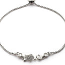 Rhodium Plated Silver Toned White Cubic Zirconia Studded Love Bracelet