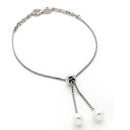 Rhodium Plated Silver Toned Infinity Shaped White Cubic Zirconia Studded Adjustable Bracelet