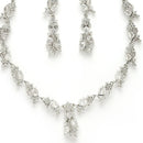 Rhodium Plated Silver Toned White American Diamond Studded Jewellery Set