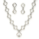 Rhodium Plated with Square Star Design & White American Diamond Stone Studded Jewellery Set