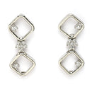 Rhodium Plated with Square Star Design & White American Diamond Stone Studded Jewellery Set