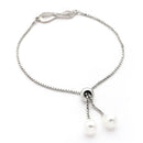 Rhodium Plated Silver Toned Infinity Shaped White Cubic Zirconia Studded Adjustable Bracelet