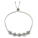 Rhodium Plated Silver Toned Cubic Zirconia Studded Adjustable Bracelet