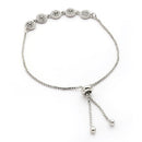 Rhodium Plated Silver Toned Cubic Zirconia Studded Adjustable Bracelet
