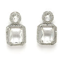 Rhodium Plated Silver Toned Crystal White American Diamond Studded Necklace Set