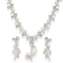 Rhodium Plated & Floral Vine Cascade with White American Diamond  Stone Studded Jewellery set