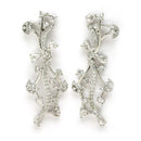 Rhodium Plated & Floral Vine Cascade with White American Diamond  Stone Studded Jewellery set