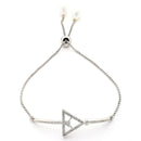 Rhodium Plated Silver Toned White Cubic Zirconia Studded Adjustable Bracelet