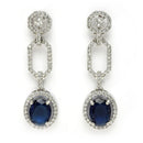 Rhodium Plated Silver Toned Royal Blue American Diamond Studded Jewellery Set