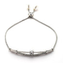 Rhodium Plated Silver Toned Cubic Zirconia Studded Adjustable Bracelet