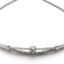 Rhodium Plated Silver Toned Cubic Zirconia Studded Adjustable Bracelet