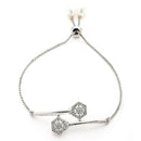 Rhodium Plated Silver Toned Cubic Zirconia Studded Adjustable Bracelet