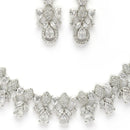 Rhodium Plated Silver Toned White American Diamond Stone Studded Jewellery Set