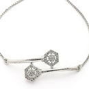 Rhodium Plated Silver Toned Cubic Zirconia Studded Adjustable Bracelet