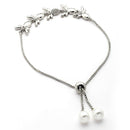 Rhodium Plated Silver Toned Cubic Zirconia Studded Adjustable Bracelet