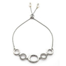 Rhodium Plated Silver Toned Circular Shaped Cubic Zirconia Studded Adjustable Bracelet