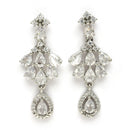 Rhodium Plated Teardrop Symphony Design with White American Diamond Stone Studded Jewellery set