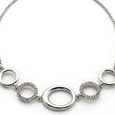 Rhodium Plated Silver Toned Circular Shaped Cubic Zirconia Studded Adjustable Bracelet