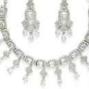 Rhodium Plated Crystal White American Diamond Studded Jewellery Set