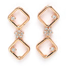 Rose Gold Plated Square Blossom Design with White American Diamond Stone Studded Jewellery Set