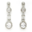 Rhodium Plated Silver Toned Sparkle White American Diamond Studded Jewellery Set