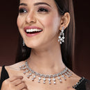 Rhodium Plated Crystal White American Diamond Studded Jewellery Set