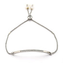 Rhodium Plated Silver Toned Cubic Zirconia Studded Adjustable Bracelet