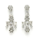 Rhodium Plated Silver Toned Cascade Design & White American Diamond Stone Studded Jewellery Set