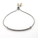 Rhodium Plated Silver Toned Cubic Zirconia Studded Adjustable Bracelet