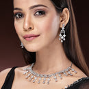 Rhodium Plated Crystal White American Diamond Studded Jewellery Set