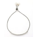 Rhodium Plated Silver Toned Cubic Zirconia Studded Adjustable Bracelet