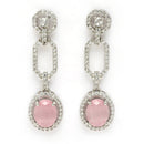 Rhodium Plated with Pink American Diamond Studded Jewellery Set