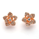 Rose Gold Plated White American Diamonds Studded Floral Shaped Pendant Combo