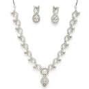Rhodium Plated Vine Design with White American Diamond Stone Studded Jewellery set