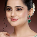 Oxidized Plated with Red & Green Cubic Zirconia Drop Earrings