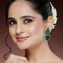 Oxidized Plated with Green Cubic Zirconia Drop Earrings